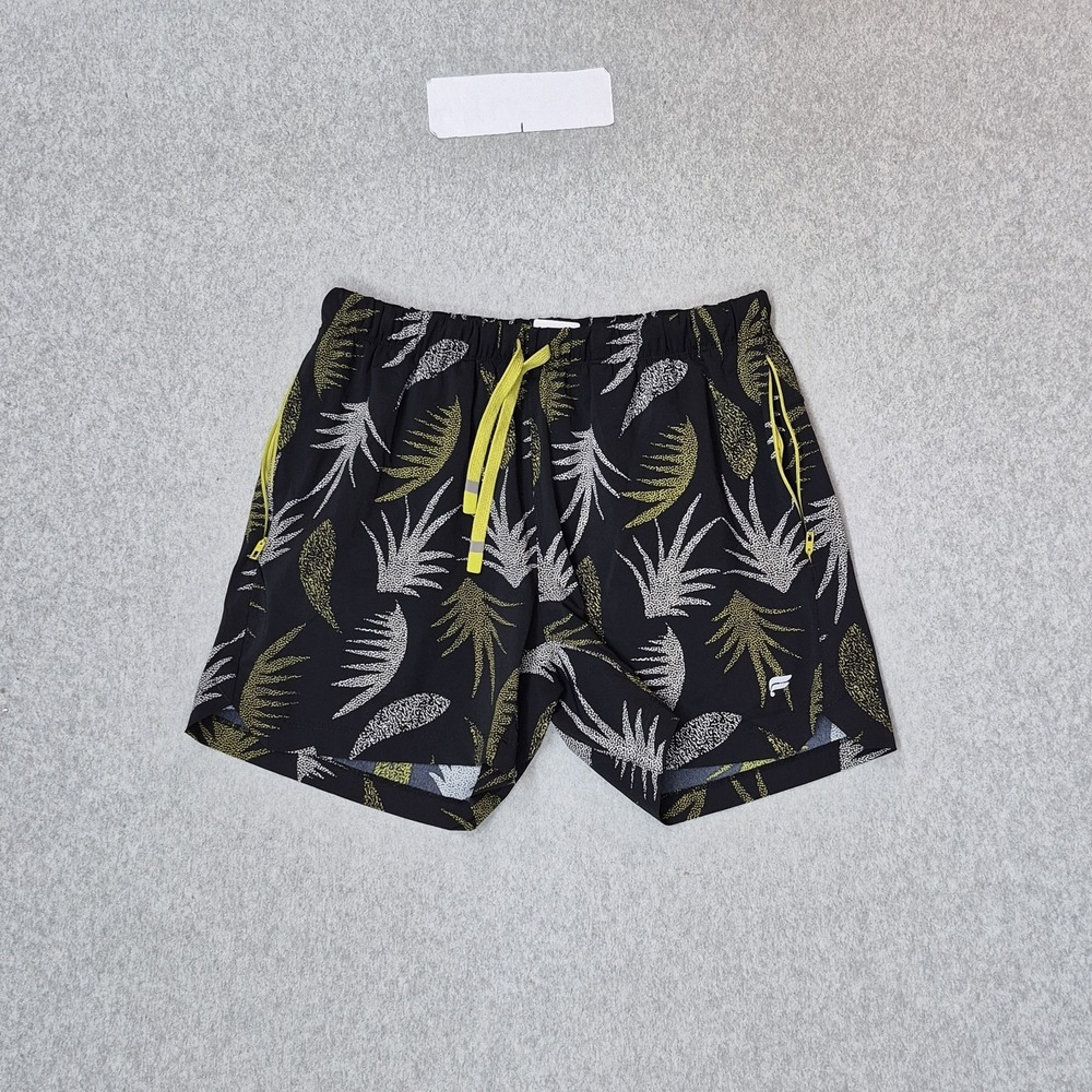 Fabletics Men Shorts 28 Black Tropical The One Sweat 5" Inseam‎ Logo